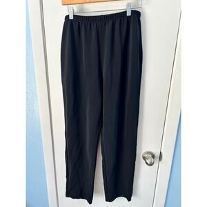 Susan Graver Pants Black Liquid Knit High Rise Straight Leg Career Medium Pants